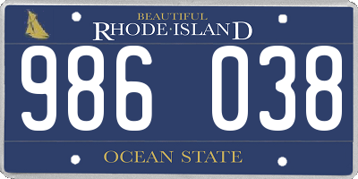 RI license plate 986038