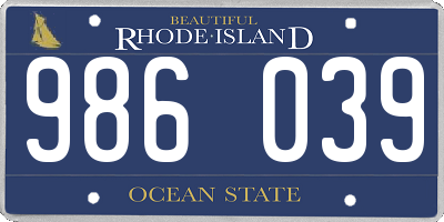 RI license plate 986039