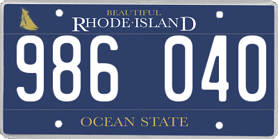 RI license plate 986040