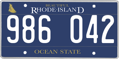 RI license plate 986042