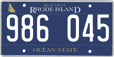 RI license plate 986045