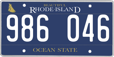 RI license plate 986046
