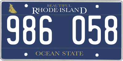 RI license plate 986058