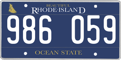 RI license plate 986059