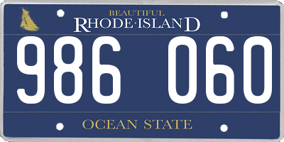 RI license plate 986060