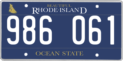 RI license plate 986061