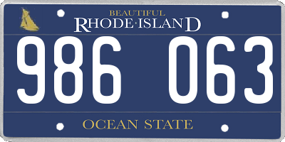 RI license plate 986063