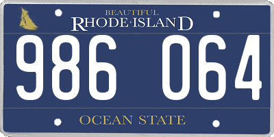 RI license plate 986064