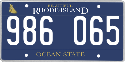 RI license plate 986065