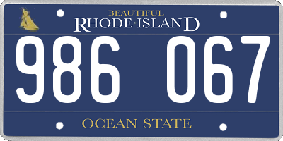 RI license plate 986067