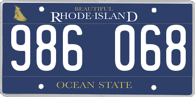 RI license plate 986068