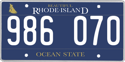 RI license plate 986070