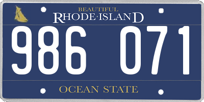 RI license plate 986071