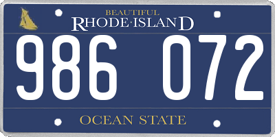 RI license plate 986072