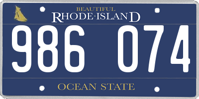 RI license plate 986074