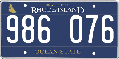 RI license plate 986076