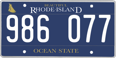 RI license plate 986077