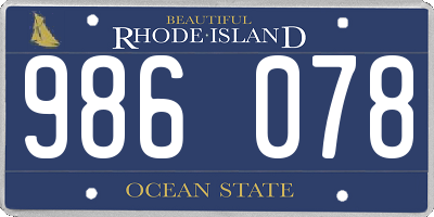 RI license plate 986078