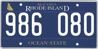 RI license plate 986080