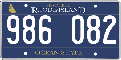 RI license plate 986082