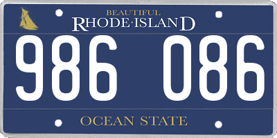 RI license plate 986086