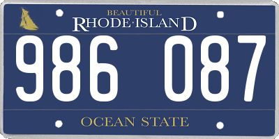 RI license plate 986087