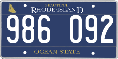 RI license plate 986092