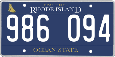 RI license plate 986094