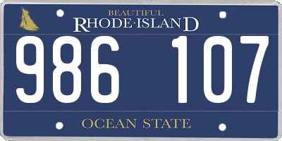 RI license plate 986107