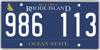 RI license plate 986113