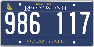 RI license plate 986117