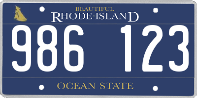 RI license plate 986123