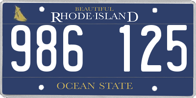 RI license plate 986125