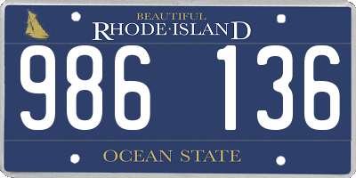 RI license plate 986136