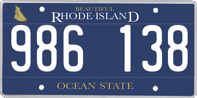RI license plate 986138