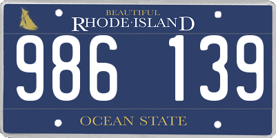 RI license plate 986139