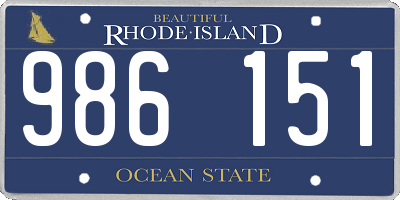 RI license plate 986151