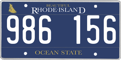 RI license plate 986156