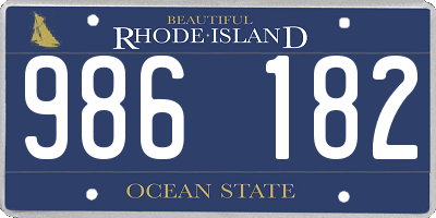 RI license plate 986182