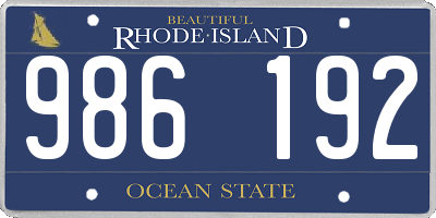 RI license plate 986192