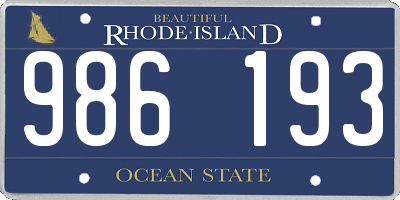 RI license plate 986193