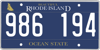 RI license plate 986194