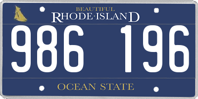 RI license plate 986196