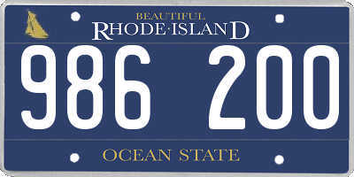 RI license plate 986200