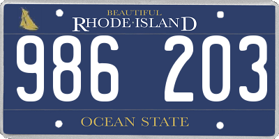 RI license plate 986203