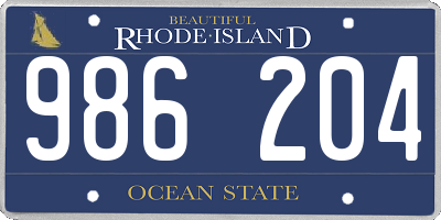 RI license plate 986204