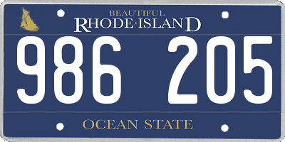 RI license plate 986205