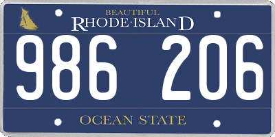 RI license plate 986206