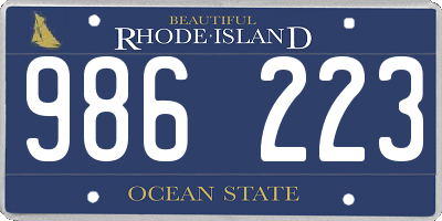 RI license plate 986223