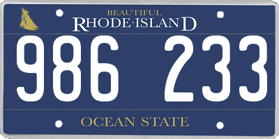 RI license plate 986233